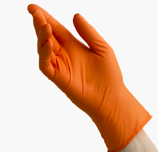 BENOVY Nitrile MultiColor, нитриловые, текстурированные полностью, оранжевые, 50 пар в упаковке BENOVY Nitrile MultiColor, нитриловые, текстурированные полностью, оранжевые, 50 пар в упаковке