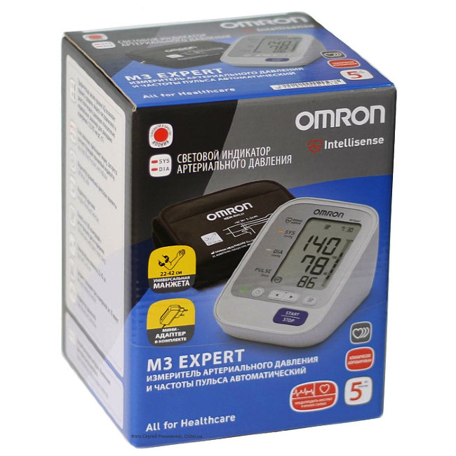 Тонометр Omron M3 Expert (HEM-7132-ALRU) с адаптером и универсальной манжетой