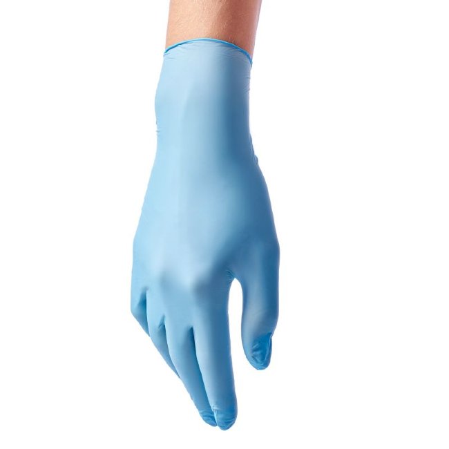 BENOVY Nitrile Chlorinated, перчатки нитриловые, текстурированные на пальцах, голубые, 100 пар в упаковке